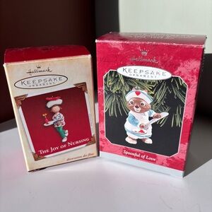 HALLMARK Keepsake Ornaments - The Joy of Nursing & Spoonful of Love (Red)